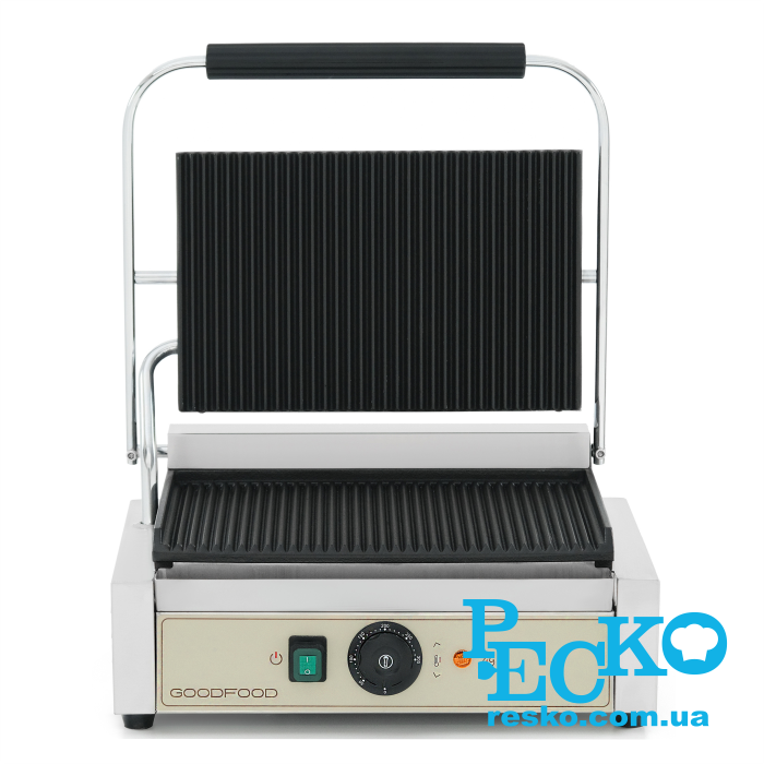 Гриль контактный GoodFood ECG11 BEIGE прижимной профессиональный ребристый