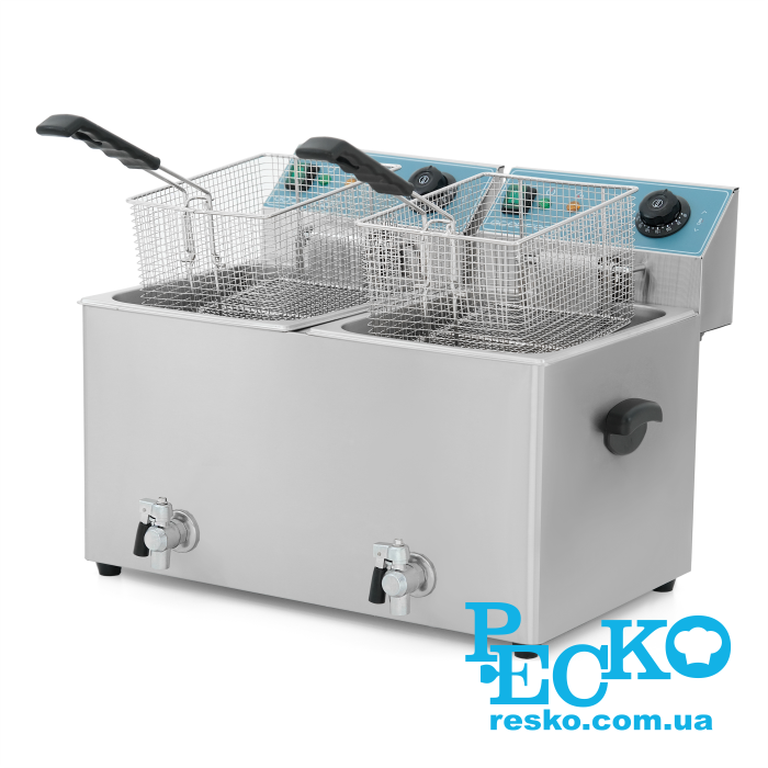 Фритюрница GoodFood EF88T BLUE с краном электрическая профессиональная 8+8 л