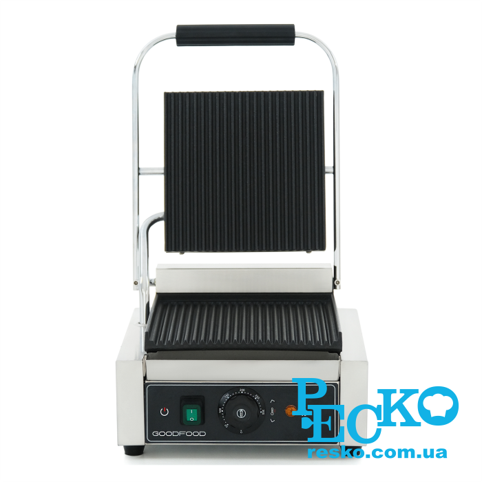 Гриль контактный GoodFood ECG10 BLACK прижимной профессиональный ребристый
