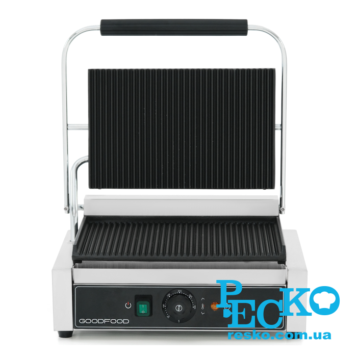 Гриль контактный GoodFood ECG11 BLACK прижимной профессиональный ребристый