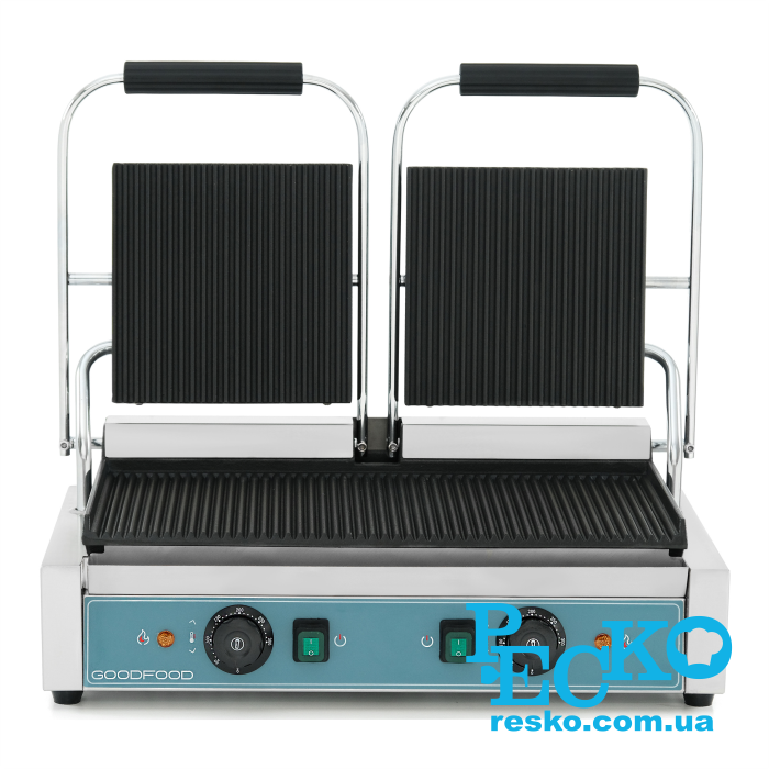 Гриль контактный GoodFood ECG20RR BLUE прижимной профессиональный ребристый