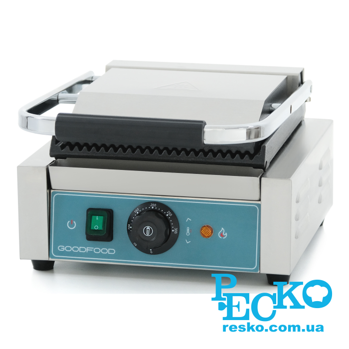 Гриль контактный GoodFood ECG10 BLUE прижимной профессиональный ребристый