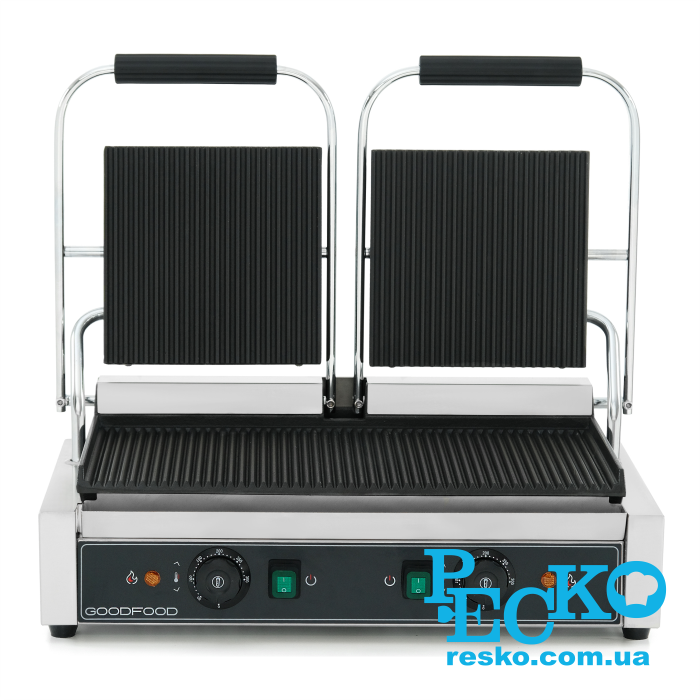 Гриль контактный GoodFood ECG20RR BLACK прижимной профессиональный ребристый