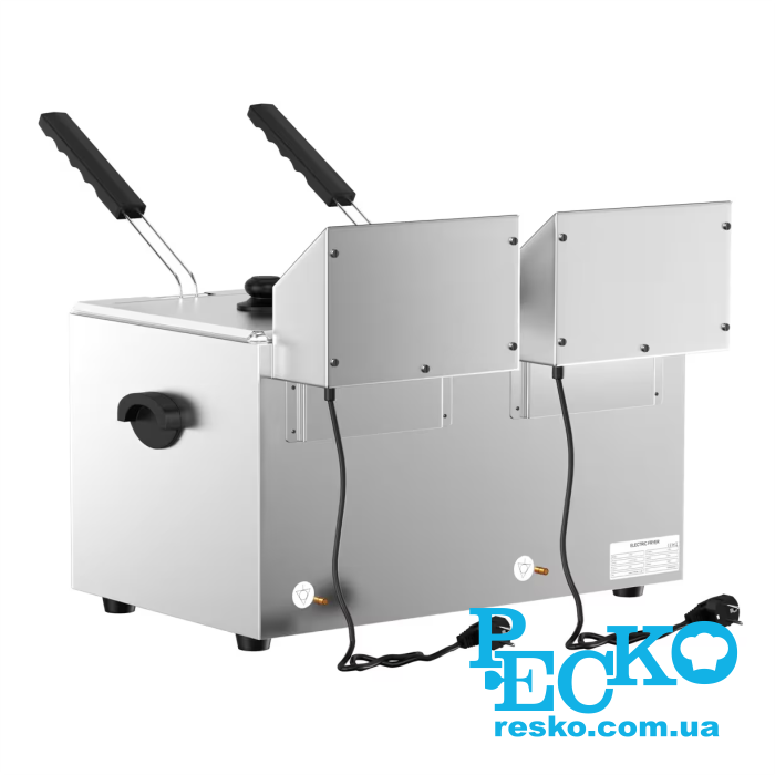 Фритюрница GGM Gastro EFH8+8 с краном электрическая профессиональная 8+8 л