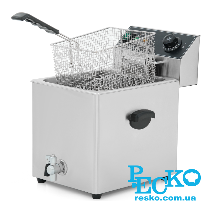 Фритюрница GoodFood EF8T BLACK с краном электрическая профессиональная 8 л