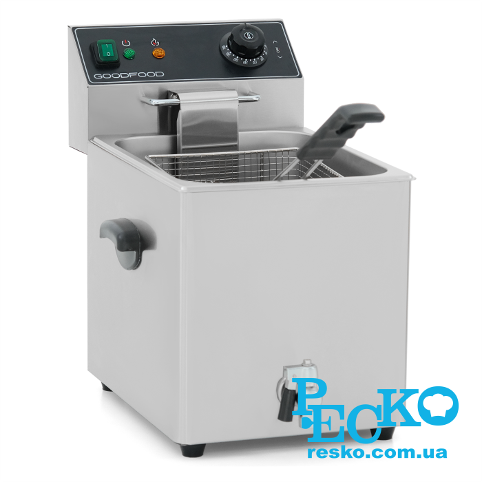 Фритюрница GoodFood EF8T BLACK с краном электрическая профессиональная 8 л