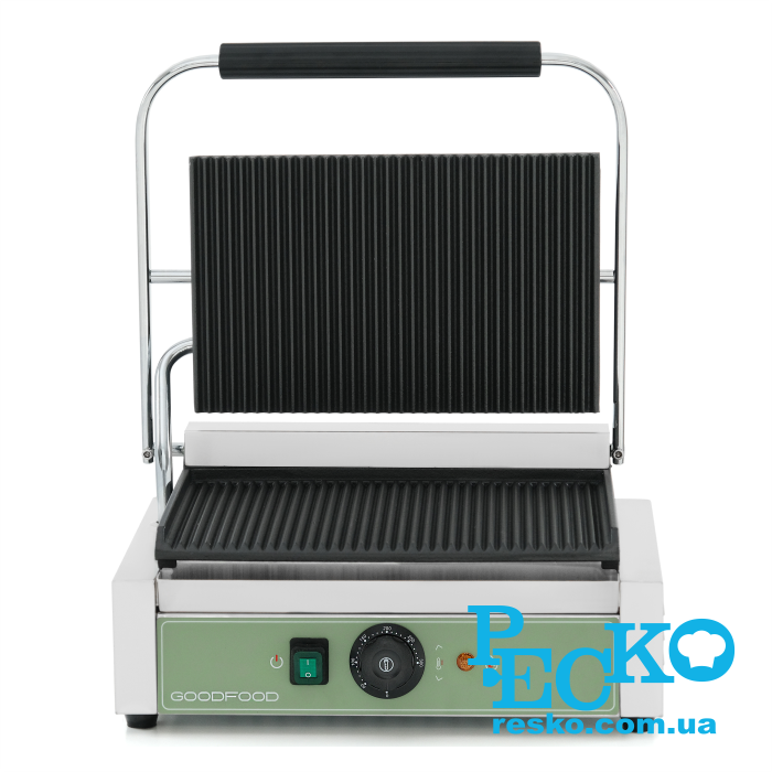 Гриль контактный GoodFood ECG11 GREEN прижимной профессиональный ребристый