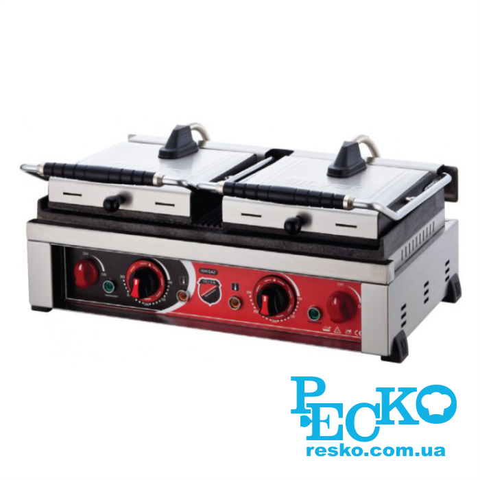 Гриль контактный Silver SS-20D прижимной профессиональный ребристый