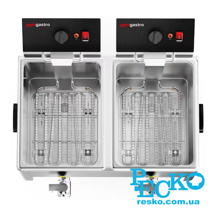 Фритюрница GGM Gastro EFH8+8 с краном электрическая профессиональная 8+8 л