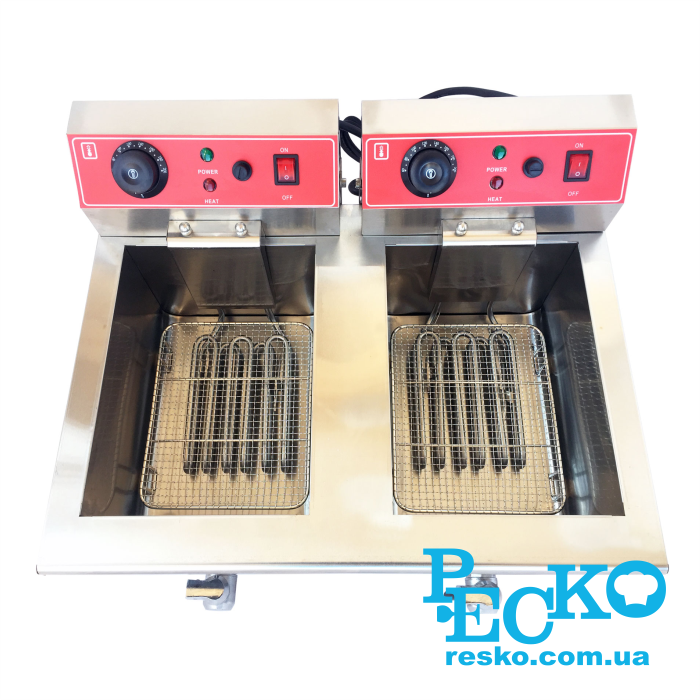 Фритюрница GoodFood EF8+8 с краном электрическая профессиональная 8+8 л