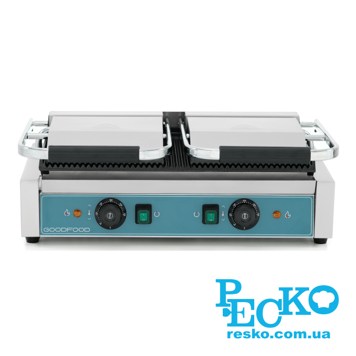 Гриль контактный GoodFood ECG20RR BLUE прижимной профессиональный ребристый