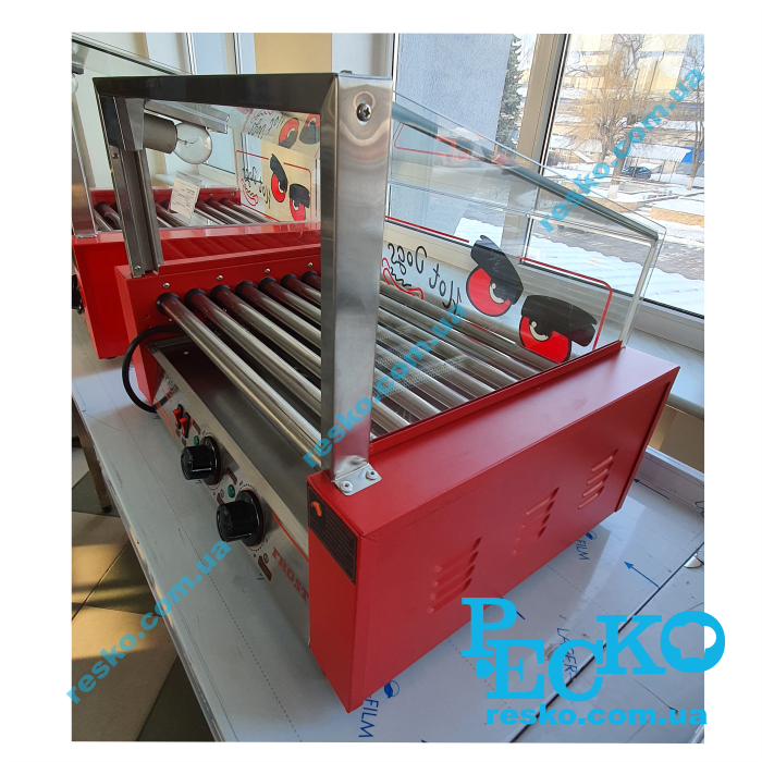 Гриль роликовый Frosty WY-009 со стеклом 9 роликов