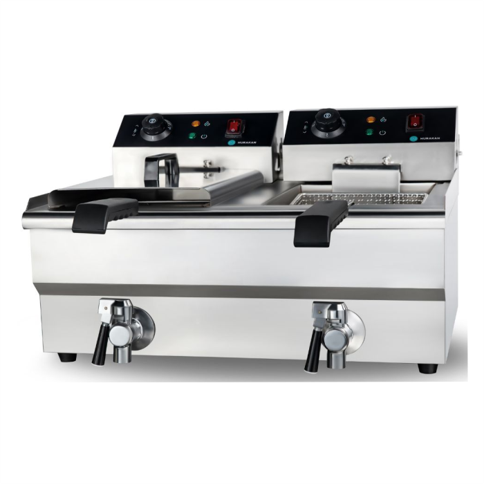 Фритюрница Hurakan HKN-FT1010N с краном электрическая профессиональная 10+10 л