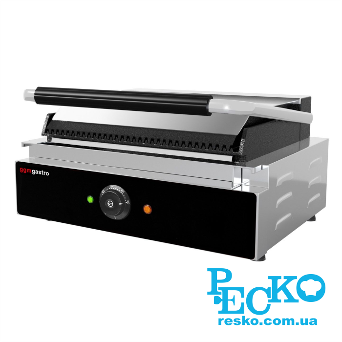 Гриль контактный GGM Gastro KGJ442 прижимной профессиональный ребристый