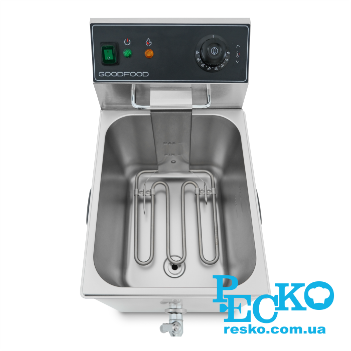 Фритюрница GoodFood EF8T BLACK с краном электрическая профессиональная 8 л