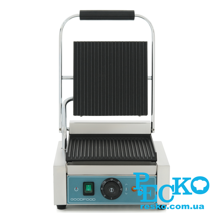 Гриль контактный GoodFood ECG10 BLUE прижимной профессиональный ребристый
