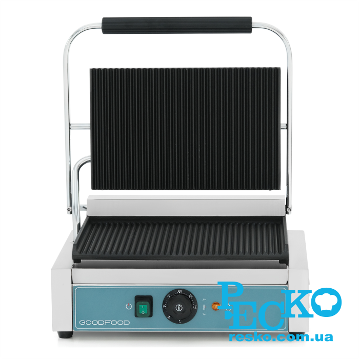 Гриль контактный GoodFood ECG11 BLUE прижимной профессиональный ребристый