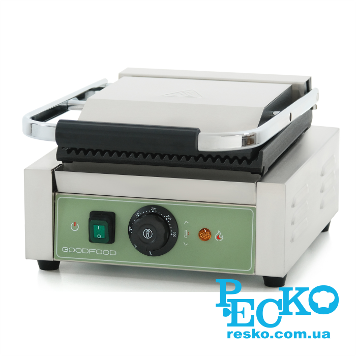 Гриль контактный GoodFood ECG10 GREEN прижимной профессиональный ребристый
