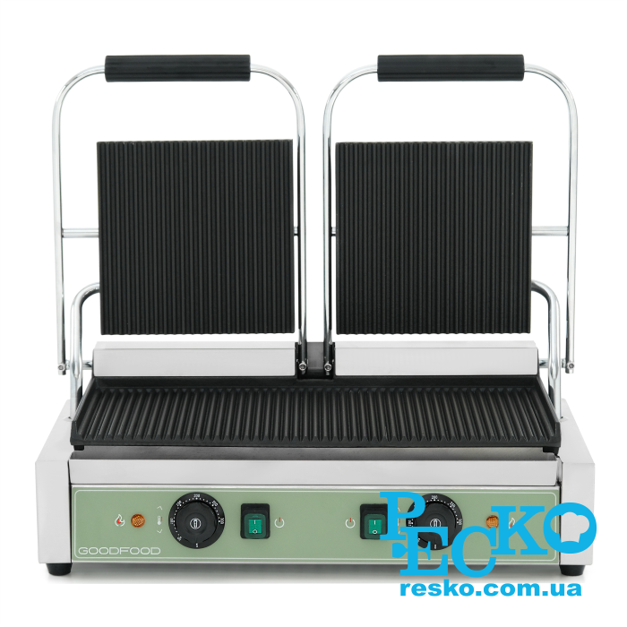 Гриль контактный GoodFood ECG20RR GREEN прижимной профессиональный ребристый