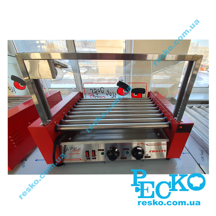 Гриль роликовый Frosty WY-009 со стеклом 9 роликов