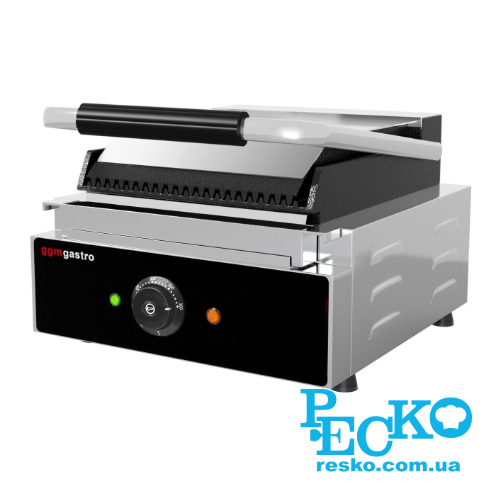 Гриль контактный GGM Gastro KGJ432 прижимной профессиональный ребристый