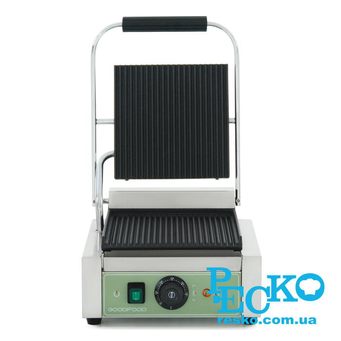 Гриль контактный GoodFood ECG10 GREEN прижимной профессиональный ребристый