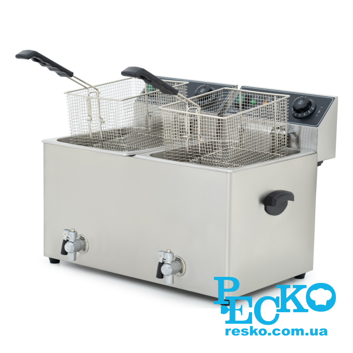 Фритюрница GoodFood EF88T BLACK с краном электрическая профессиональная 8+8 л