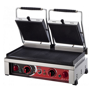 Гриль контактный Silver SS-20D прижимной профессиональный ребристый