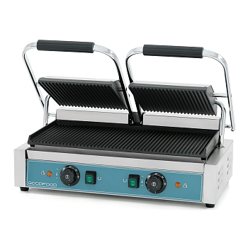 Гриль контактный GoodFood ECG20RR BLUE прижимной профессиональный ребристый