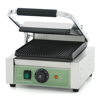 Гриль контактный GoodFood ECG10 GREEN прижимной профессиональный ребристый