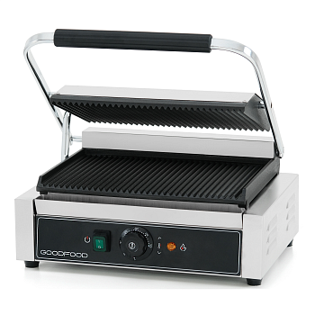 Гриль контактный GoodFood ECG11 BLACK прижимной профессиональный ребристый