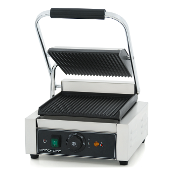 Гриль контактный GoodFood ECG10 BLACK прижимной профессиональный ребристый