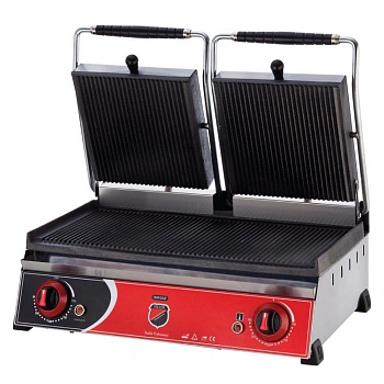 Гриль контактный Silver 2133 прижимной профессиональный ребристый