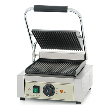 Гриль контактный GoodFood ECG10 BEIGE прижимной профессиональный ребристый