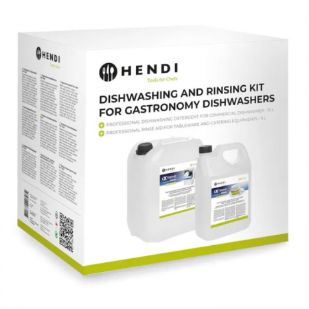 Миючий та ополіскуючий засоби для посудомийних машин набір 10+5 л Hendi 979792