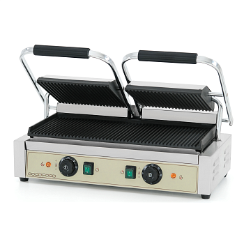 Гриль контактный GoodFood ECG20RR BEIGE прижимной профессиональный ребристый
